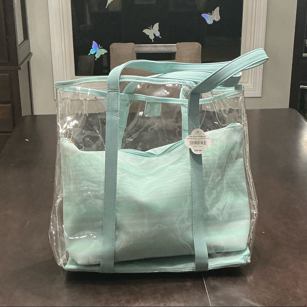 The Royal Standard Clear Tote Bag with sky blue Insert